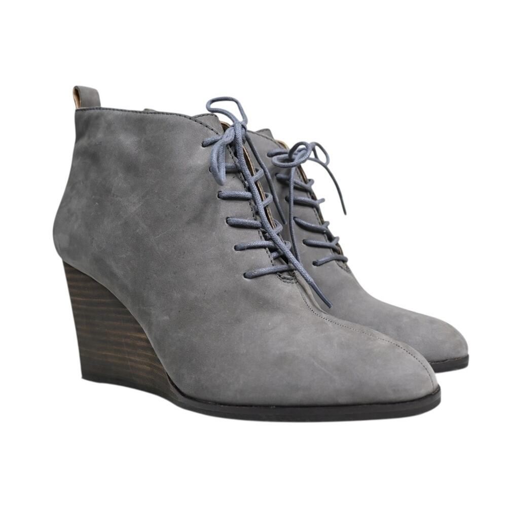 Lucky Brand Womens 8.5 Semihr Wedge Leather Suede Lace Up Booties